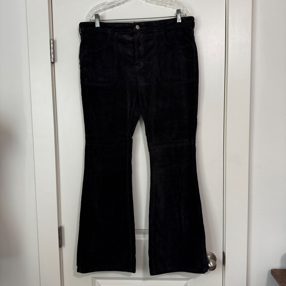 Pilcro 32 Black Corduroy Pants High Waist Boot Cut Flare Boho Y2K Festival